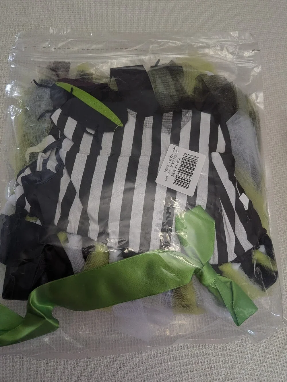 Beetlejuice Girls Striped Black & Lime Green Tutu Costume with Headband